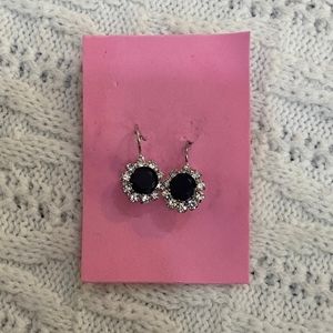 Princess Earrings, Black Floral